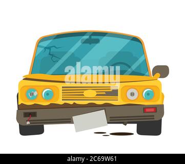 Immagine vettoriale di schiacciamento dell'auto isolata su sfondo bianco Illustrazione Vettoriale