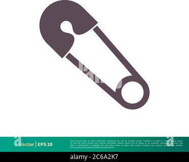 Perno di sicurezza, icona di cucito modello logo vettoriale disegno di illustrazione. EPS vettoriale modificabile 10. Illustrazione Vettoriale