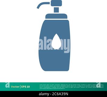 Disegno dell'illustrazione del modello del logo vettoriale dell'icona del sapone per bottiglie. EPS vettoriale modificabile 10. Illustrazione Vettoriale