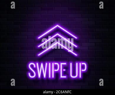 Futuristico Sci Fi Modern Neon Violet frecce incandescenti telaio per Banner su Dark Empty Grunge calcestruzzo Brick sfondo. Illustrazione Vettoriale