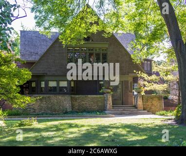 Frank Lloyd Wright casa e studio, 951 Chicago Avenue, Oak Park, Illinois, Stati Uniti d'America Foto Stock