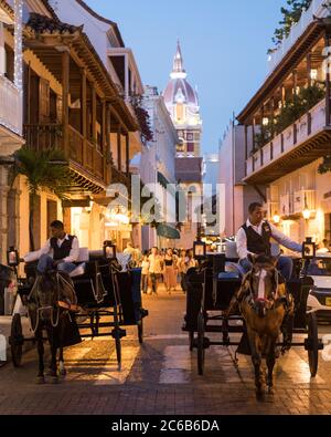 Carriages, Cartagena, Dipartimento Bolivar, Colombia, Sud America Foto Stock