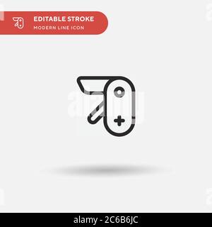 Icona vettore semplice di Pocket Knife. Modello di disegno simbolo illustrazione per elemento UI mobile Web. Pittogramma moderno a colori perfetto su tratto modificabile. Icone di Pocket Knife per il vostro progetto aziendale Illustrazione Vettoriale
