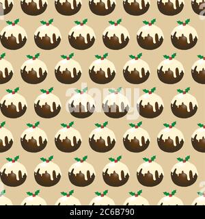 Un design senza cuciture di budini natalizi con burro di brandy. Formato vettoriale EPS10. Illustrazione Vettoriale
