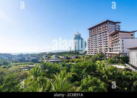 Alto hotel nella baia di Haitang, Sanya, Hainan, Cina, Asia Foto Stock