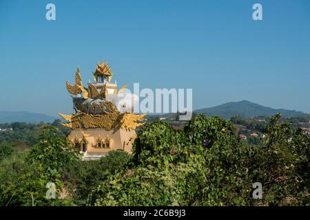 Il tempio dei pesci gatto Mekong o Wat Pla Buek Chiang Khong nella città di Chiang Khong nella provincia di Chiang Rai in Thailandia. Thailandia, Chiang Khon Foto Stock