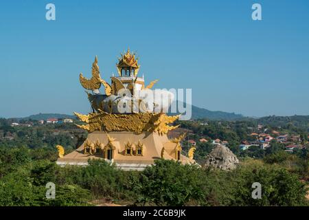 Il tempio dei pesci gatto Mekong o Wat Pla Buek Chiang Khong nella città di Chiang Khong nella provincia di Chiang Rai in Thailandia. Thailandia, Chiang Khon Foto Stock