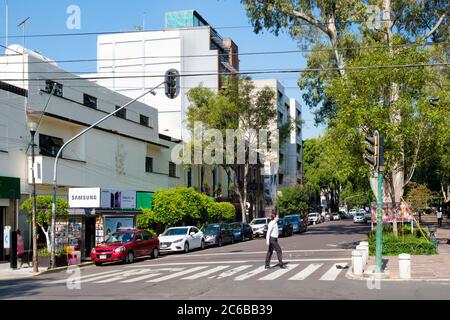 CITTÀ DEL MESSICO - LUGLIO 18,2018 : viale Alvaro Obregon nel quartiere alla moda di Roma Norte a Città del Messico Foto Stock