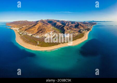 Jandia Peninsula, Morro Jable e Playa del Matorral, Fuerteventura, Isole Canarie, Spagna, Atlantico, Europa Foto Stock