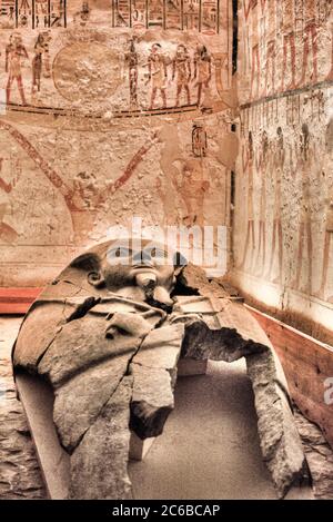 Camera di sepoltura, Tomba di Ramses V e VI, KV9, Valle dei Re, Sito Patrimonio dell'Umanità dell'UNESCO, Luxor, Tebe, Egitto, Africa del Nord, Africa Foto Stock