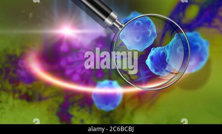 cellula tumorale realizzata in software 3d Foto Stock