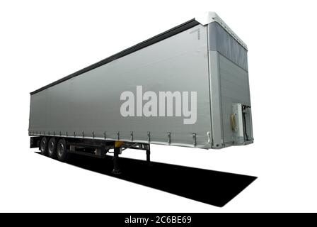 Semi-rimorchio parcheggiato bianco vuoto, rimorchio per camion, semirimorchio per camion Foto Stock