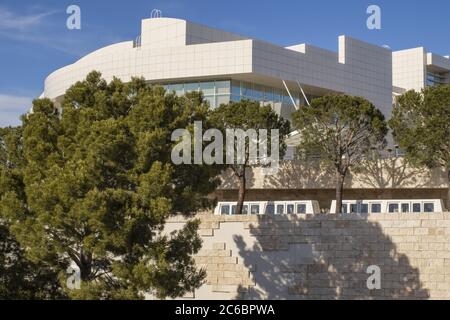 J. Paul Getty Museum e il Getty Center Tram di Los Angeles, California, USA. Foto Stock