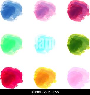 raccolta di spruzzi di acquerello pastello isolati su sfondo bianco illustrazione vettoriale Illustrazione Vettoriale
