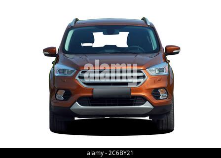 Auto per passeggeri. Vista frontale trasversale. Vista frontale dell'autovettura su sfondo bianco Foto Stock