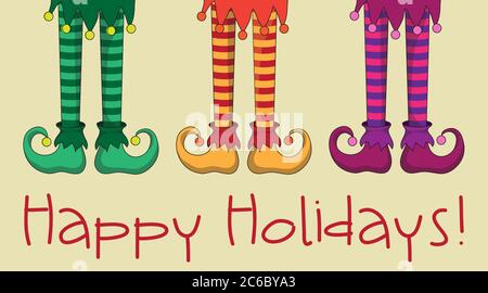 Le gambe e le scarpe degli elfi di Santa. Formato vettoriale EPS10 Illustrazione Vettoriale