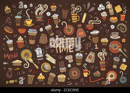 Colorato vettore disegnata a mano Doodle cartoon set di oggetti Illustrazione Vettoriale