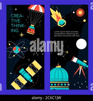Tema spazio - Set di moderni banner verticali Illustrazione Vettoriale
