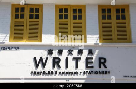 Negozio di cancelleria e boutique hotel in una proprietà storica a George Town sull'Isola di Penang Foto Stock