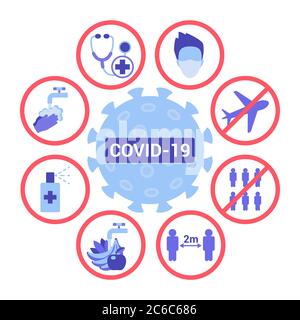 Modi per proteggere efficacemente dal concetto di illustrazione vettoriale piatta di covid 19. Difesa individuale e collettiva in situazione pandemica di coronavirus globale, quarantena, igienizzatore, lavarsi le mani Illustrazione Vettoriale