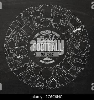 Insieme di oggetti vettoriali doodle cartone animato Calcio Illustrazione Vettoriale