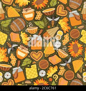 Fumetto cute Honey modello senza giunture Illustrazione Vettoriale