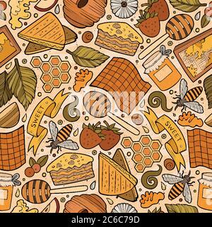 Fumetto cute Honey modello senza giunture Illustrazione Vettoriale