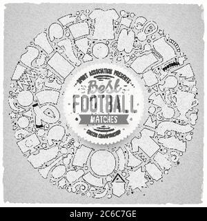 Insieme di oggetti vettoriali doodle cartone animato Calcio Illustrazione Vettoriale