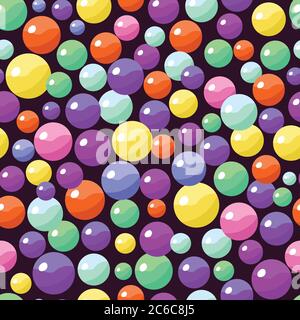 Motivo senza cuciture con i bonbon colorati caramelle palle. Illustrazione vettoriale. Illustrazione Vettoriale