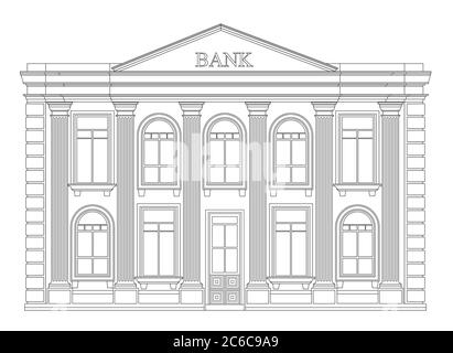 Icona del profilo della banca isolata. Design elegante e sottile Illustrazione Vettoriale