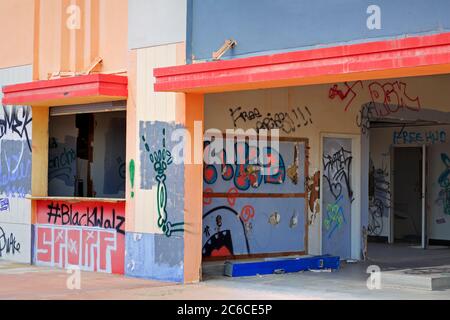 Abandoned Rock-A-Hoola Waterpark, Yermo, California, USA Foto Stock