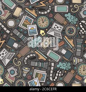 Cartoon cute disegnata a mano Foto senza giunture motivo Illustrazione Vettoriale