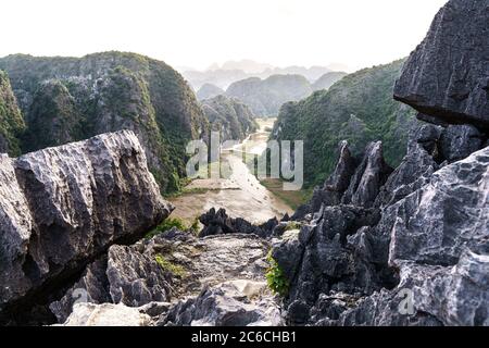 Vista panoramica sul monte Hang Mua Foto Stock