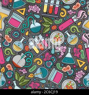 Cartoon cute mano disegnata scienza modello senza giunture Illustrazione Vettoriale