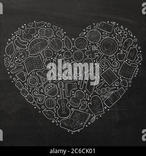 Set di oggetti da noodle cartoni animati picnic Illustrazione Vettoriale