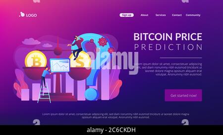 Pagina di destinazione del concetto di previsione del prezzo Bitcoin Illustrazione Vettoriale