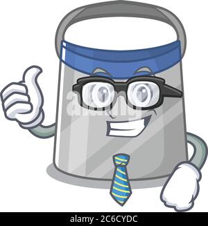 Disegno di cartone animato di uomo d'affari scudo indossare occhiali e cravatta Illustrazione Vettoriale