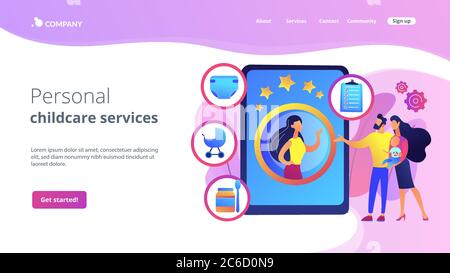 Landing page dei servizi di baby sitter Illustrazione Vettoriale