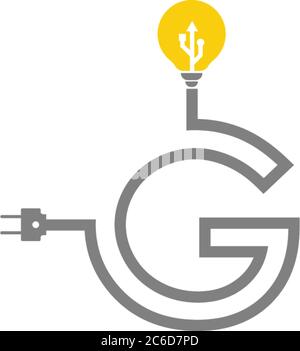 Lettera G e lampada, concetto di progettazione combinata logotipo bulp Illustrazione Vettoriale