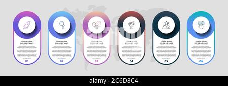 Infografiche del cerchio del modello vettoriale. Concetto 3D aziendale con 6 opzioni e parti. Sei passaggi per contenuti, grafici, diagrammi, presentazioni e presentazioni Illustrazione Vettoriale