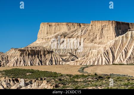 Paesaggio desertico, Bardenas Reales badlands, Navarra, Spagna Foto Stock