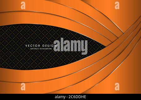 Sfondo metallico. Arancione e oro con spazio scuro. Linea Glow metallo moderno design. Illustrazione Vettoriale