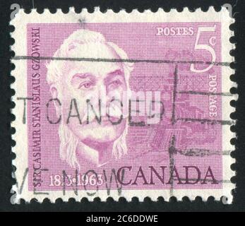 CANADA - CIRCA 1963: Francobollo stampato dal Canada, mostra Sir Casimir Stanislaus Gzowski (1813-98), Ingegnere, soldato ed educatore, circa 1963 Foto Stock