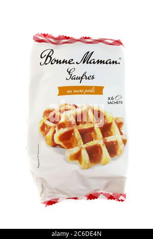 Pacchetto di waffle Liegi preparati da Bonne Maman Foto Stock