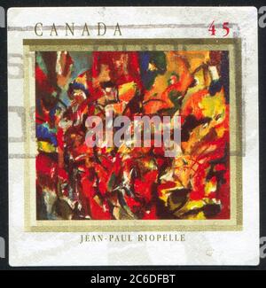CANADA - CIRCA 1998: Francobollo stampato dal Canada, mostra "Peinture" Jean-Paul Riopelle, circa 1998 Foto Stock