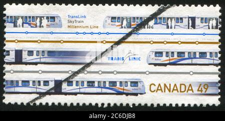 CANADA - CIRCA 2004: Francobollo stampato dal Canada, mostra Urban Transit e Light Rail Systems, TransLink SkyTrain, Vancouver, circa 2004 Foto Stock