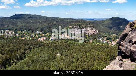 Panorama di Oybin nelle montagne Zittau Foto Stock