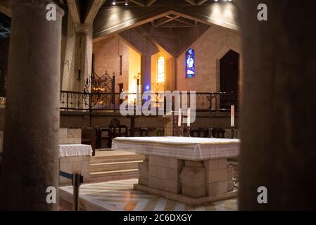 L'altare della Basilica dell'Annunciazione, Nazareth, israele Foto Stock