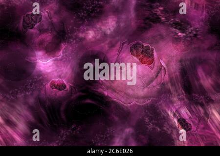 Fucsia senza cuciture modello astratto con peonie. Arte digitale Foto Stock