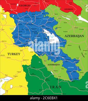 Mappa politica Armenia Illustrazione Vettoriale